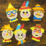4E's Novelty 12 Pack Scarecrow Crafts for Kids - Fun Fall Crafts for Kids Bulk with Self Adhesive Scarecrow Face Stickers for Crafts