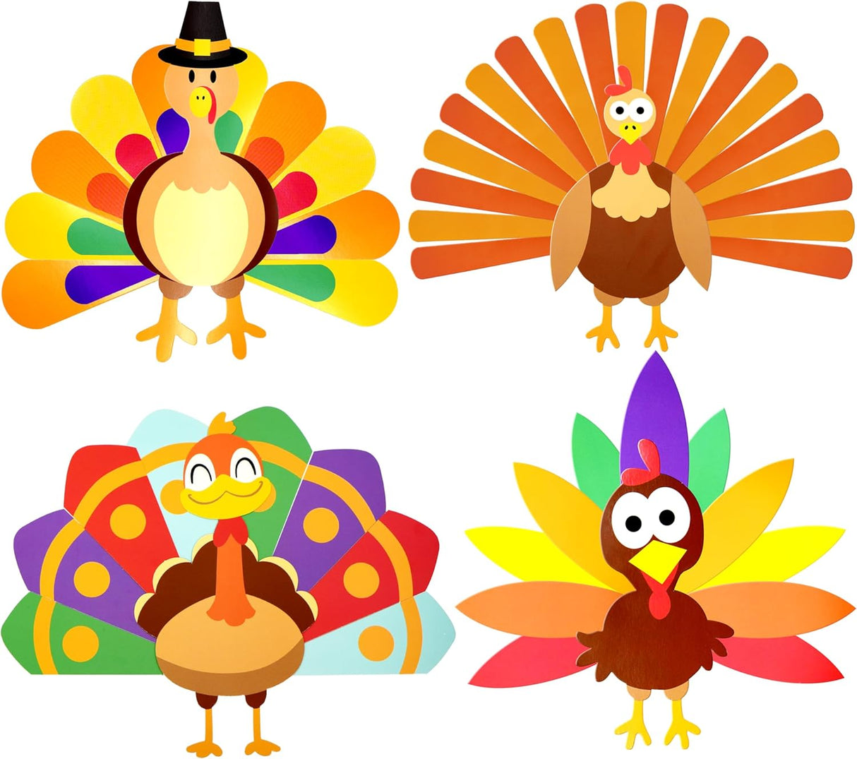 PRANK PANTRY Turkey Craft Kit, 4 Pcs Thanksgiving Crafts Kits for Kids, Thankful Turkey Activity