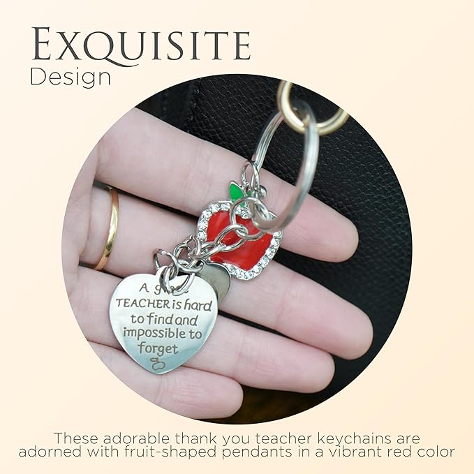 4E's Novelty Teacher Appreciation Keychains – 6 Pack Gift Bulk Set