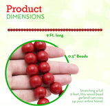 4E's Novelty 9-Foot Red Wooden Cranberry Garland – Rustic Wood Bead Garland for Cozy Christmas Tree Decor, Vintage Christmas Garland