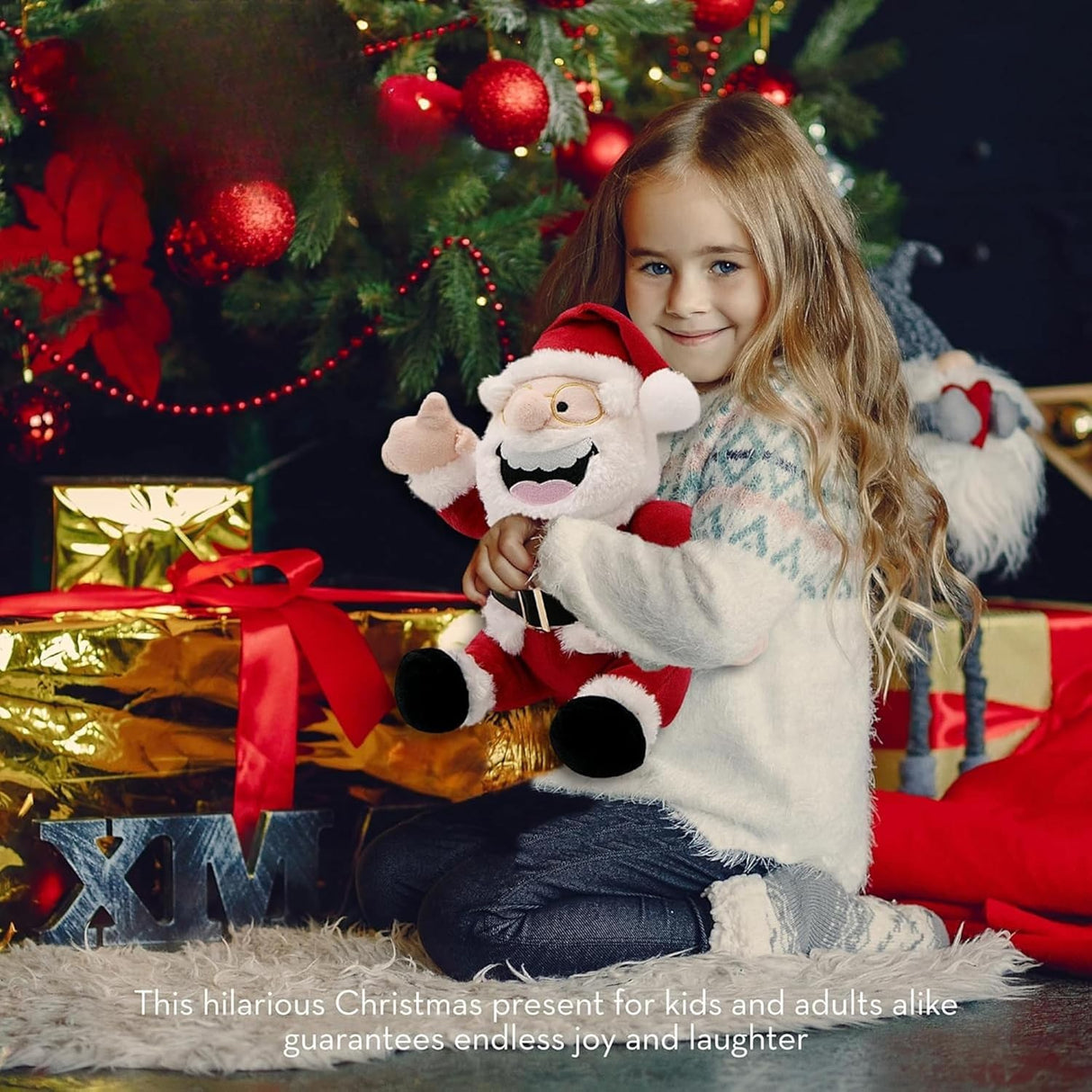 4E's Novelty Farting Santa Claus "Pull My Finger" - Ideal Naughty Santa Farting Gag Gifts