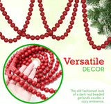 4E's Novelty 9-Foot Red Wooden Cranberry Garland – Rustic Wood Bead Garland for Cozy Christmas Tree Decor, Vintage Christmas Garland
