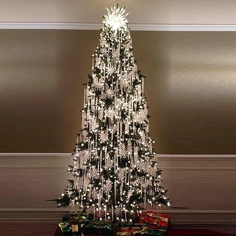 4E's Novelty Large Glass Icicle Ornaments for Christmas Tree 7", 5.5", 3.5" (Set of 24) - Clear Glass Christmas Tree Ornaments for Christmas Decor