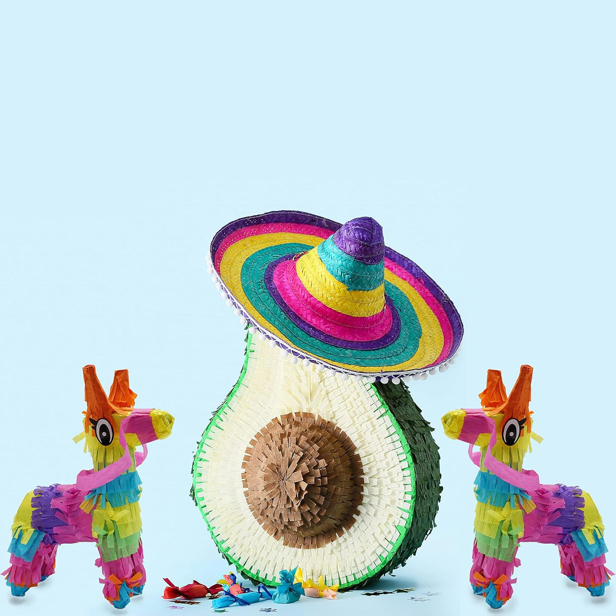 4E's Novelty 6 Pack Mini Pinatas – Mexican Pinata Decor, Donkey & Llama Pinatas for Fiesta & Parties