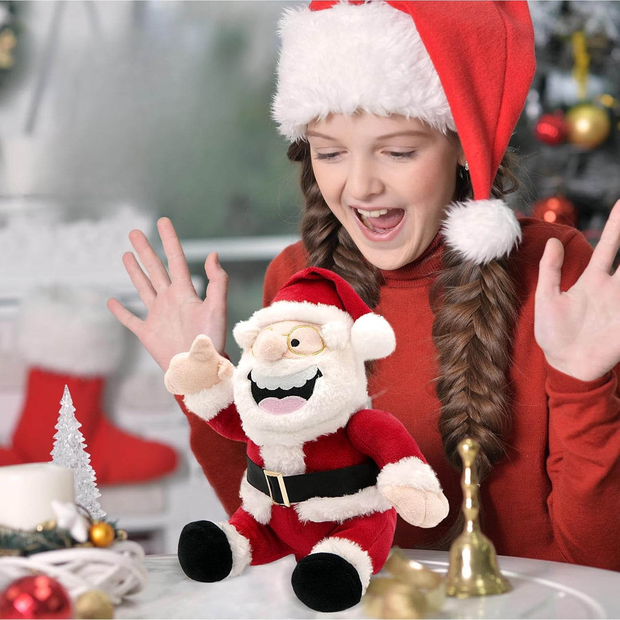 4E's Novelty Farting Santa Claus "Pull My Finger" - Ideal Naughty Santa Farting Gag Gifts