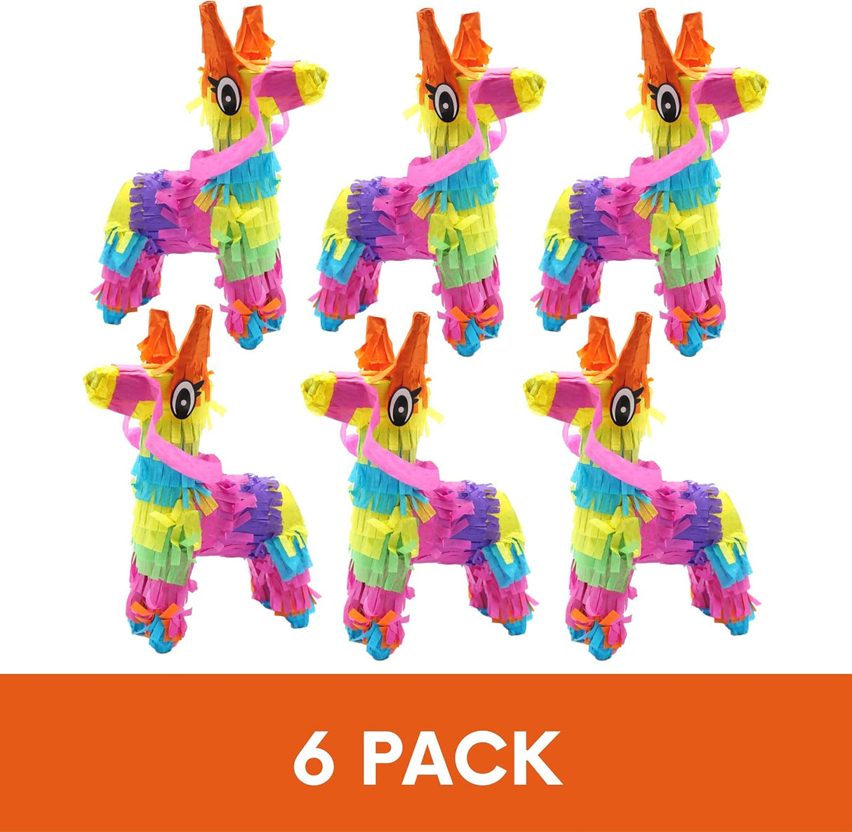 4E's Novelty 6 Pack Mini Pinatas – Mexican Pinata Decor, Donkey & Llama Pinatas for Fiesta & Parties