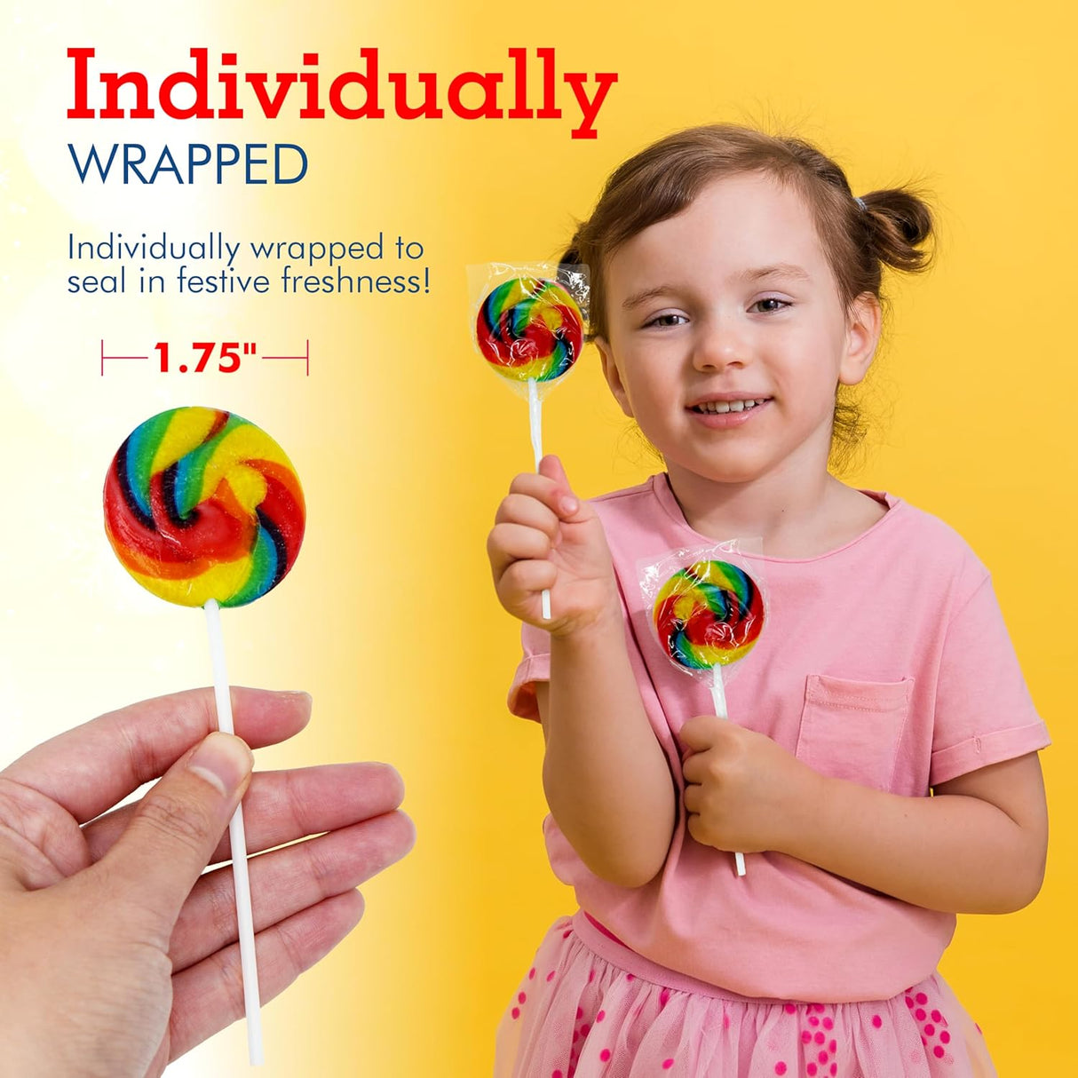 4E's Novelty 36-Pack Swirl Lollipops – Individually Wrapped Rainbow Candy for Party Favors & Holiday Treats