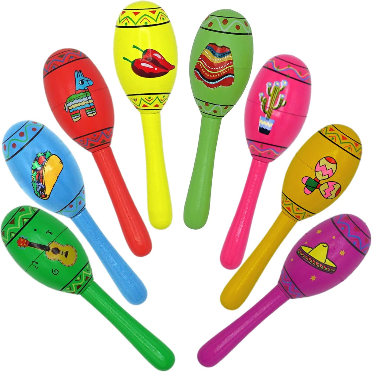 4E's Novelty 16 Pcs Wooden Mini Maracas – Vibrant Party Favors for Kids & Adults, Perfect for Any Celebration