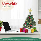 4E's Novelty 23" Pre-Lit Mini Christmas Tree with Star Topper – Desk Tabletop Holiday Decor with Colorful Ornaments and Gift Boxes
