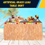 4E's Novelty 9ft Luau Grass Table Skirt, 2 Pack – Hawaiian Party Decor & Moana Birthday Must-Have