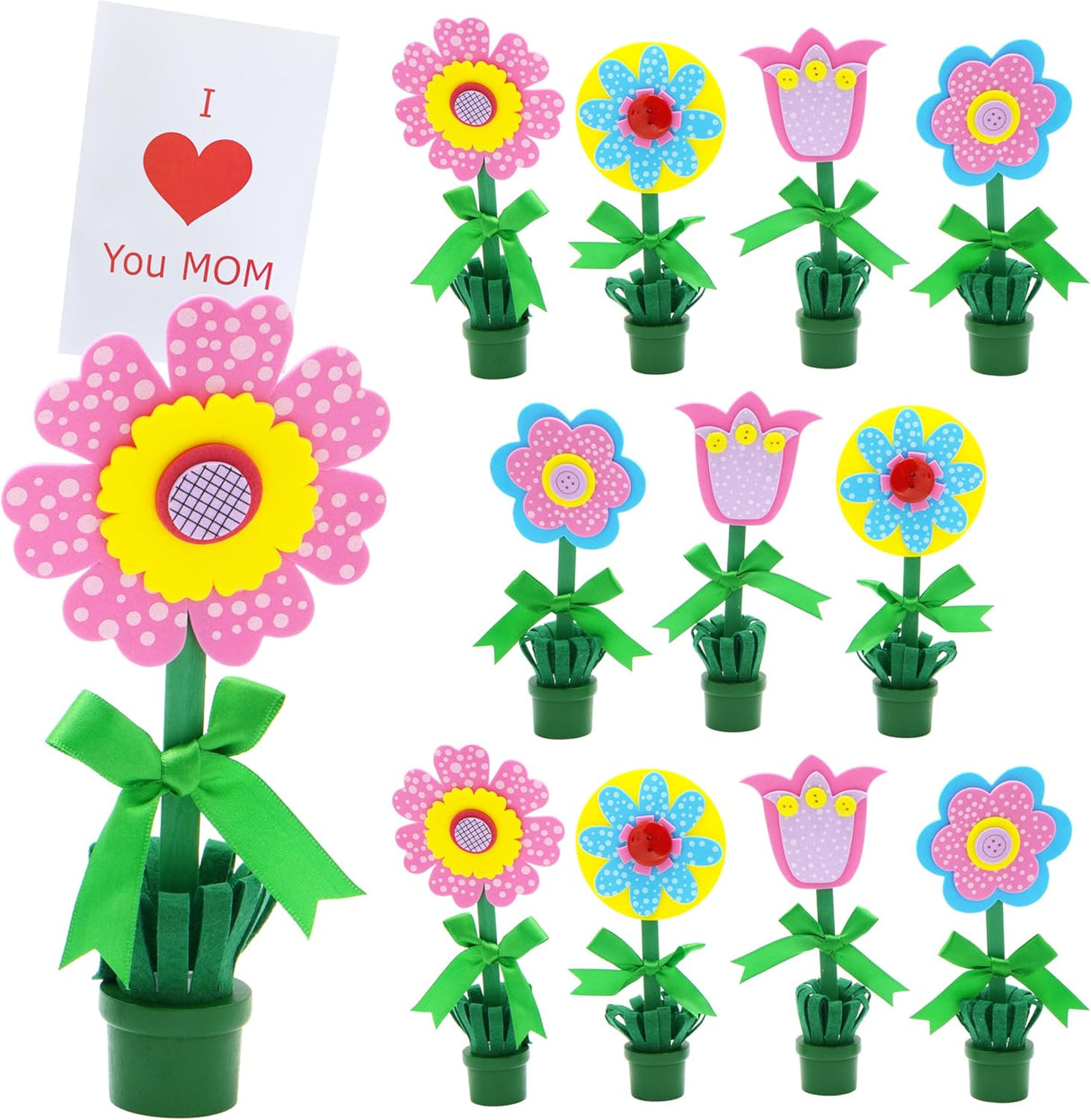 4E's Novelty DIY Foam Flower Pot Craft Kit – 12 Pack Spring Gifts