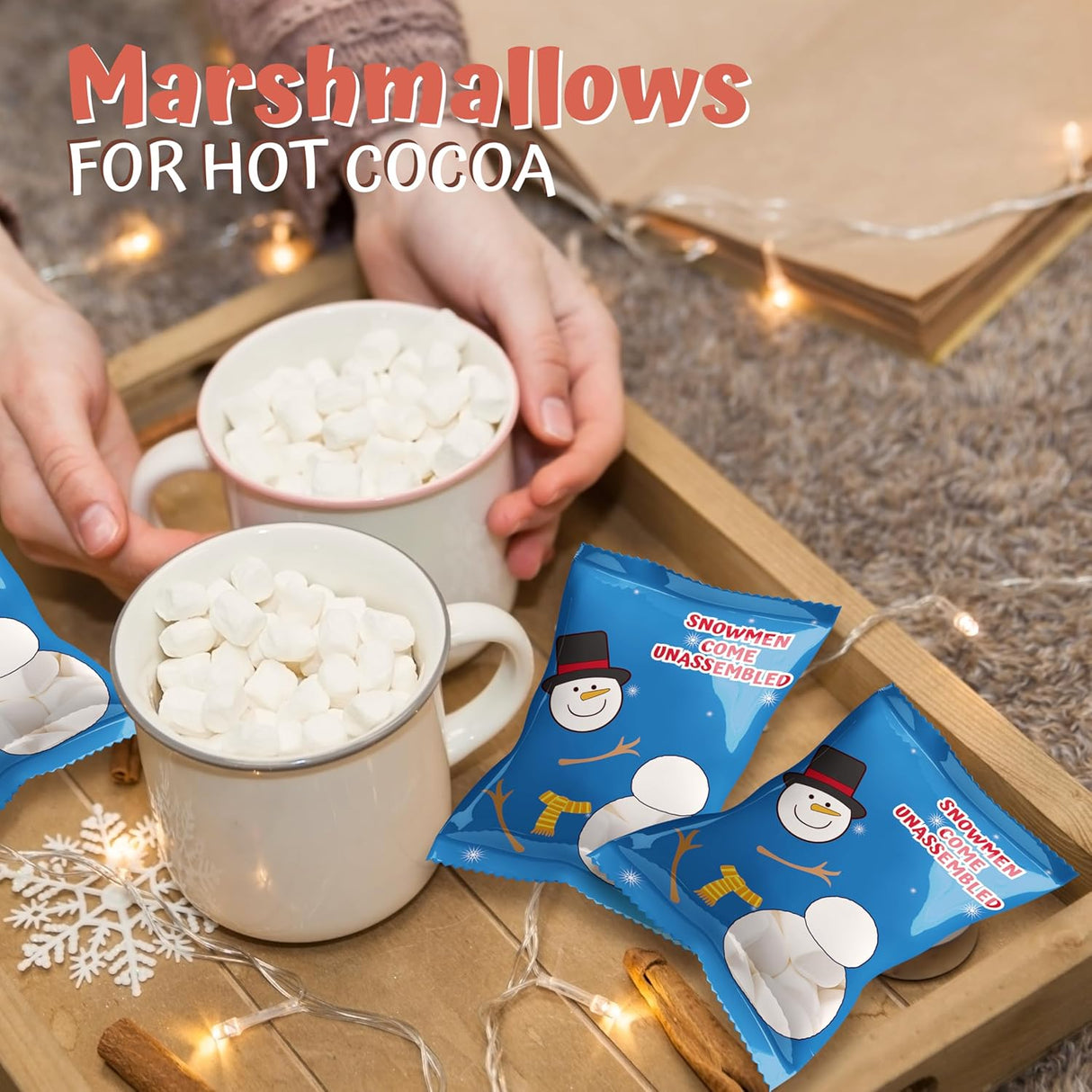 4E's Novelty 24 Packets Assorted Mini Marshmallows Individually Wrapped, Vanilla Flavored Treats