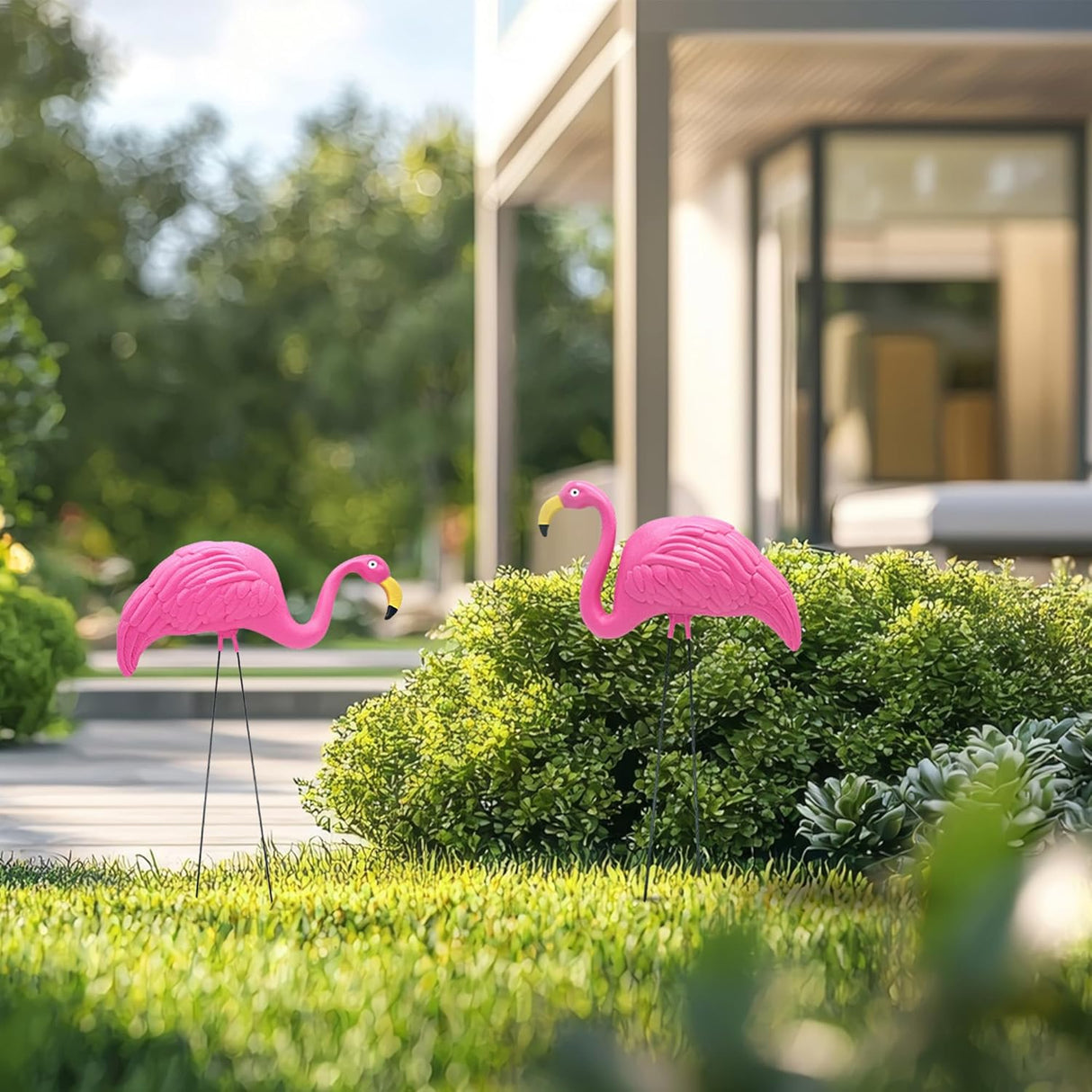 4E's Novelty Vibrant Pink Flamingo Yard Decorations – Set of 2 Lawn Ornaments for Tropical Flair