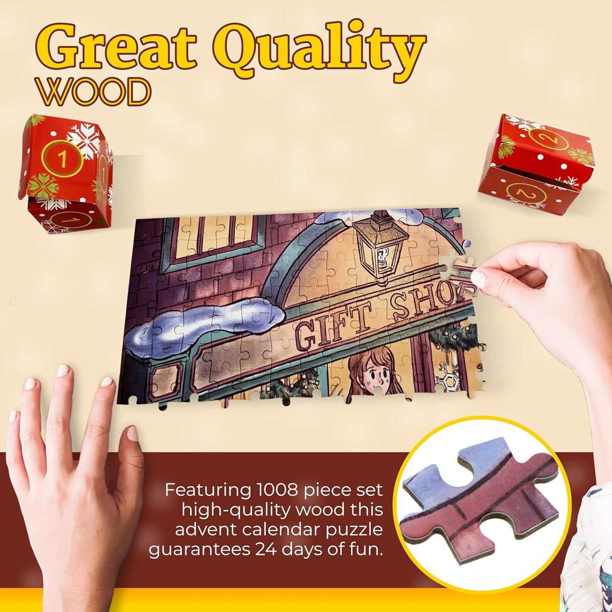 4E's Novelty Christmas Advent Calendar Jigsaw Puzzle – 1008 Pcs, 24-Day Countdown, Gift for Kids & Adults