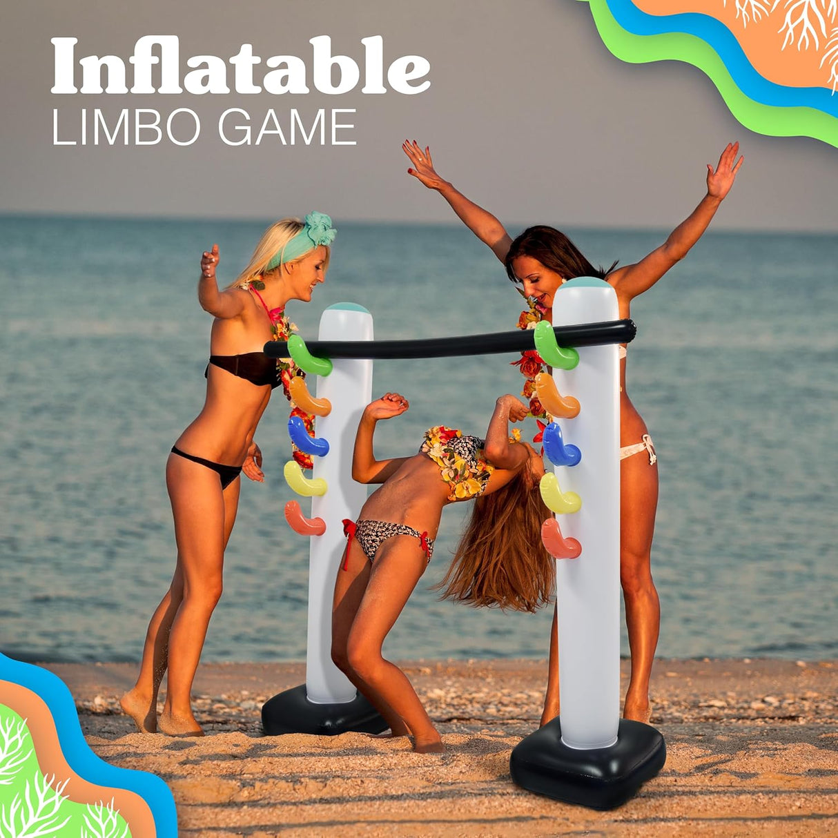 4E's Novelty Limbo Game Set for Kids and Adults – Inflatable Twister Party Game for Outdoor Fun