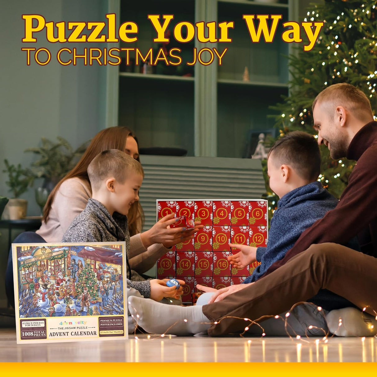 4E's Novelty Christmas Advent Calendar Jigsaw Puzzle – 1008 Pcs, 24-Day Countdown, Gift for Kids & Adults