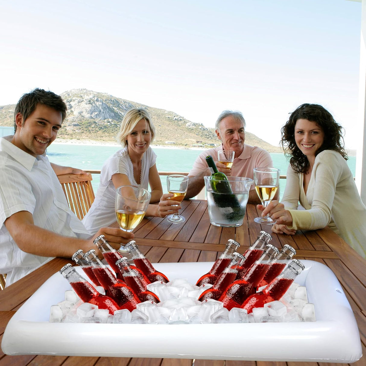 4E's Novelty 1 Pack Inflatable Serving Bar – Iced Buffet Tray for Parties