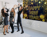 4E's Novelty 72"x44" Happy New Year Banner 2025 - Indoor/Outdoor NYE Backdrop for Party Decorations