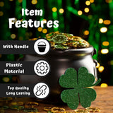 4E's Novelty Black Plastic Cauldrons Bulk - 12 Mini & 1 Large 7.4" Perfect Halloween Black Cauldron