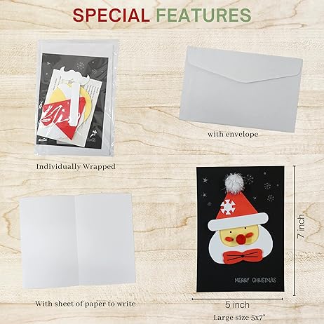 4E's Novelty 12 Pack 2024 Christmas Card Making Craft Kit for Kids & Adults - Individually Wrapped Holiday DIY Handmade Greeting Cards with Envelopes