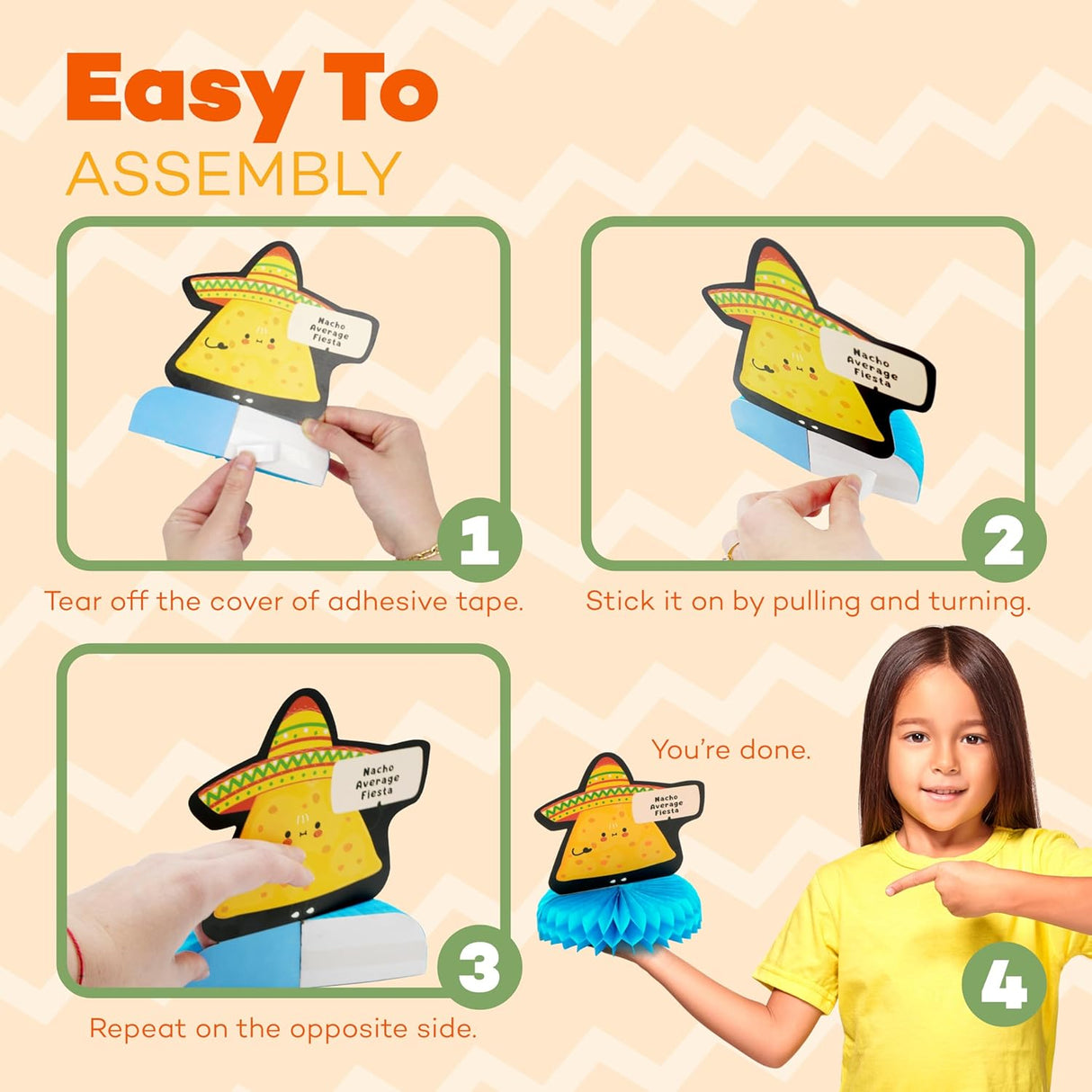 4E's Novelty 5 Pack Cinco de Mayo Honeycomb Centerpiece – Fiesta Party Decorations for Taco Tuesday, Birthdays & Mexican Theme Events