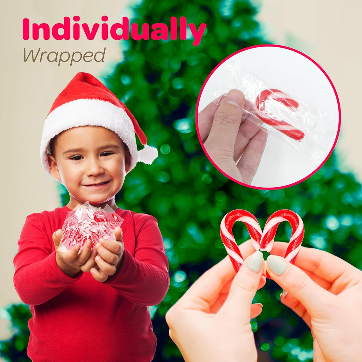 4E's Novelty 100pc Mini Candy Canes Bulk - Individually Wrapped, Classic Peppermint Flavor