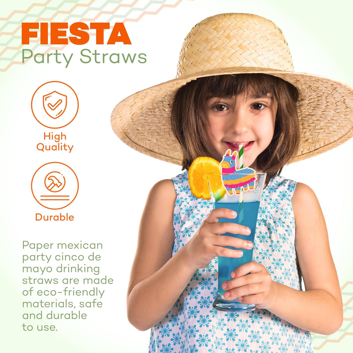 4E's Novelty 28 Pack Kids Fiesta Party Paper Straws - Cinco de Mayo Decorations & Party Favors