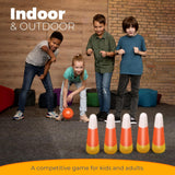 4E's Novelty Candy Corn Bowling Set for Kids & Adults - Halloween Bowling Game, Bowling Ball & 10 Plastic Bowling Pins Set, Fun Bowling Party Favors