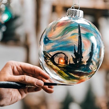 4E's Novelty 12-Piece Ornament: 6 round, 6 flat clear 80mm shatterproof ball for crafts, fillable for DIY project. Perfect for creative holiday decor!