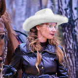 4E's Novelty Felt Cowgirl Hat w/ Heart Glasses – Western Party Accessory for Adults