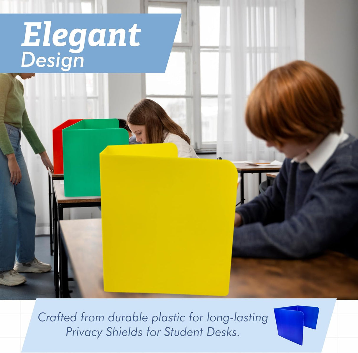 4E's Novelty Plastic Desk Dividers for Students - Pack of 4
