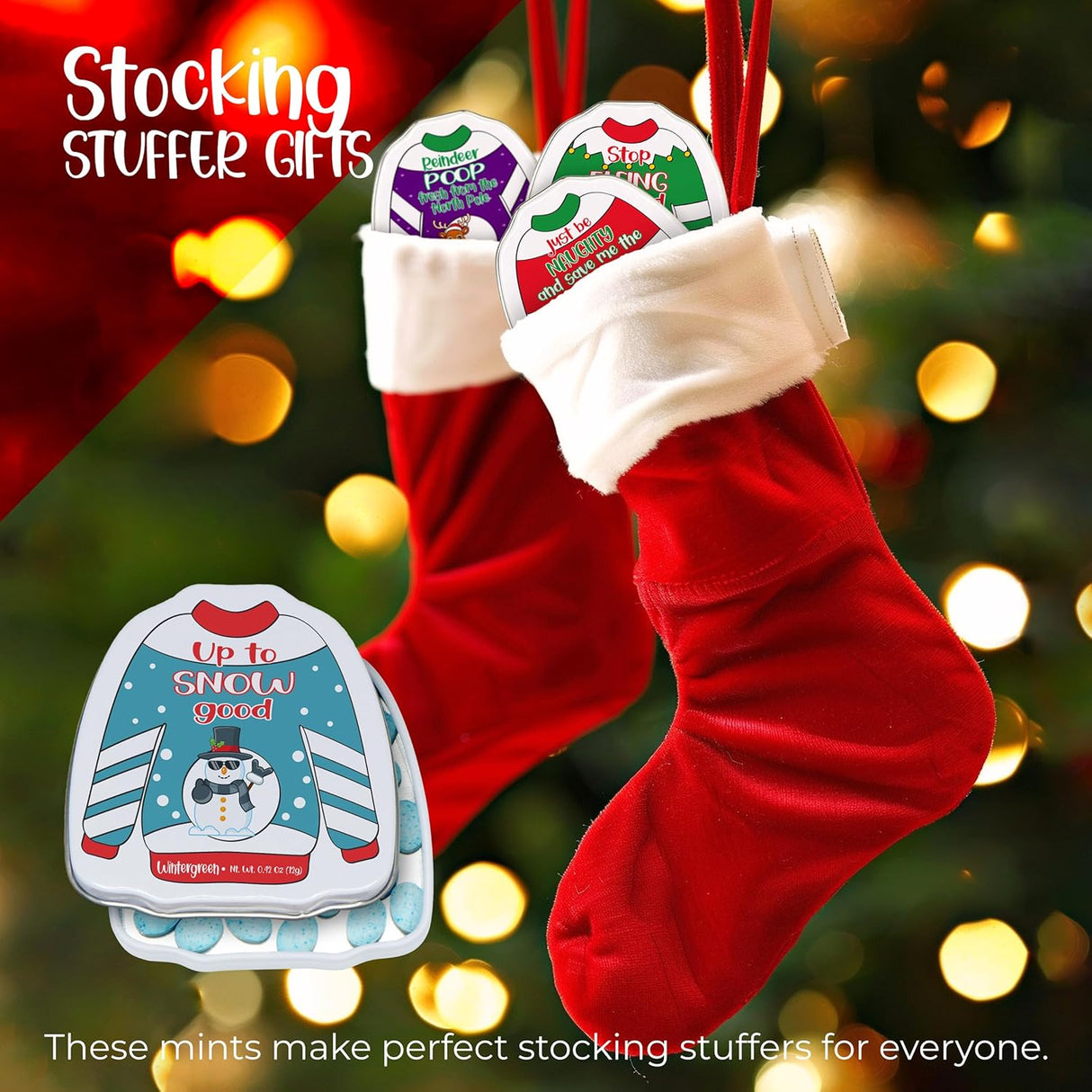 4E's Novelty 4 Pack Christmas Poop Mints – Funny Stocking Stuffers for Teens & Adults