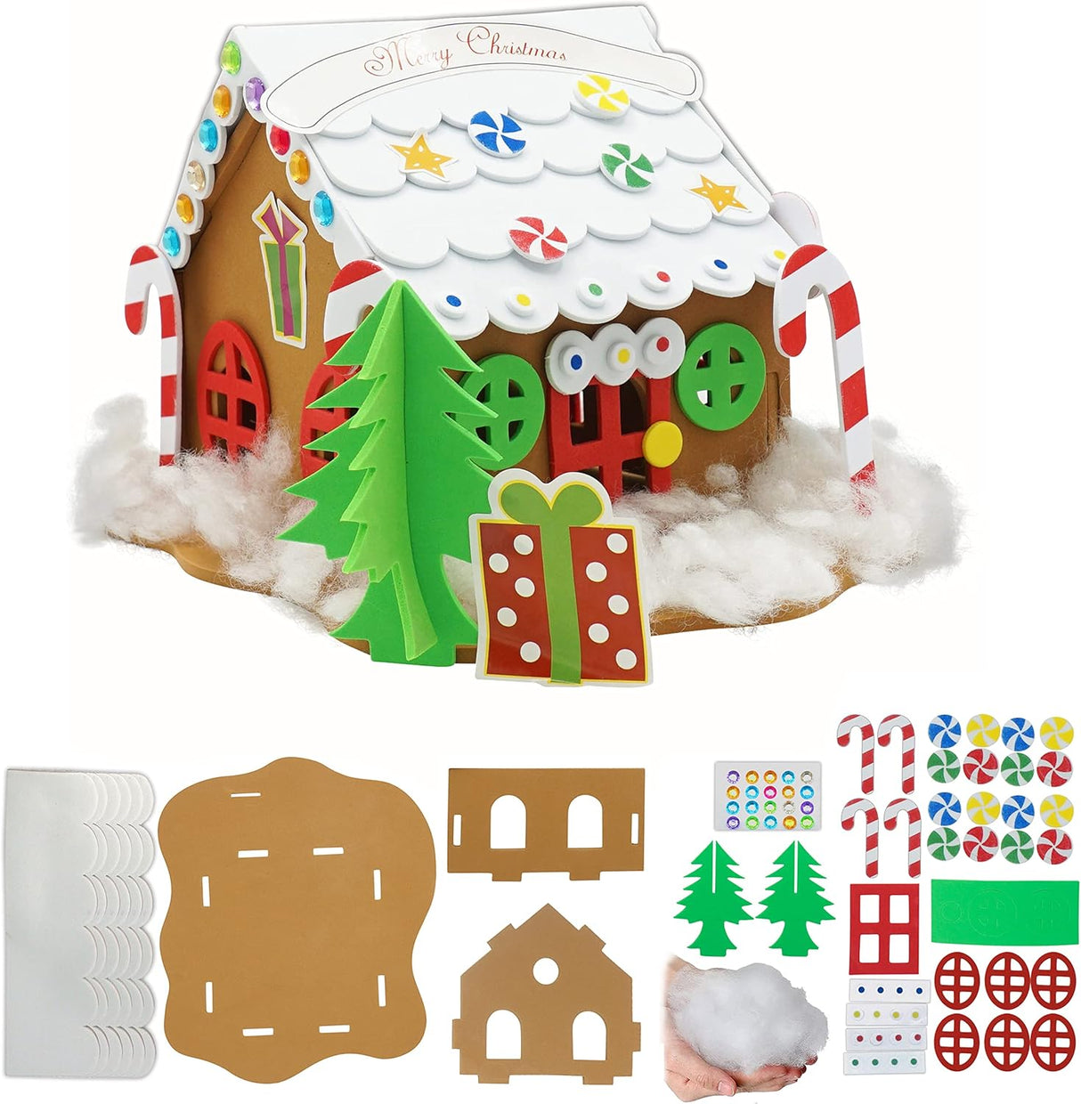 4E's Novelty Foam Gingerbread House Craft Kit – DIY Christmas Fun for Kids Ages 3-12
