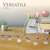 4E's Novelty Teacher Appreciation Keychains – 6 Pack Gift Bulk Set