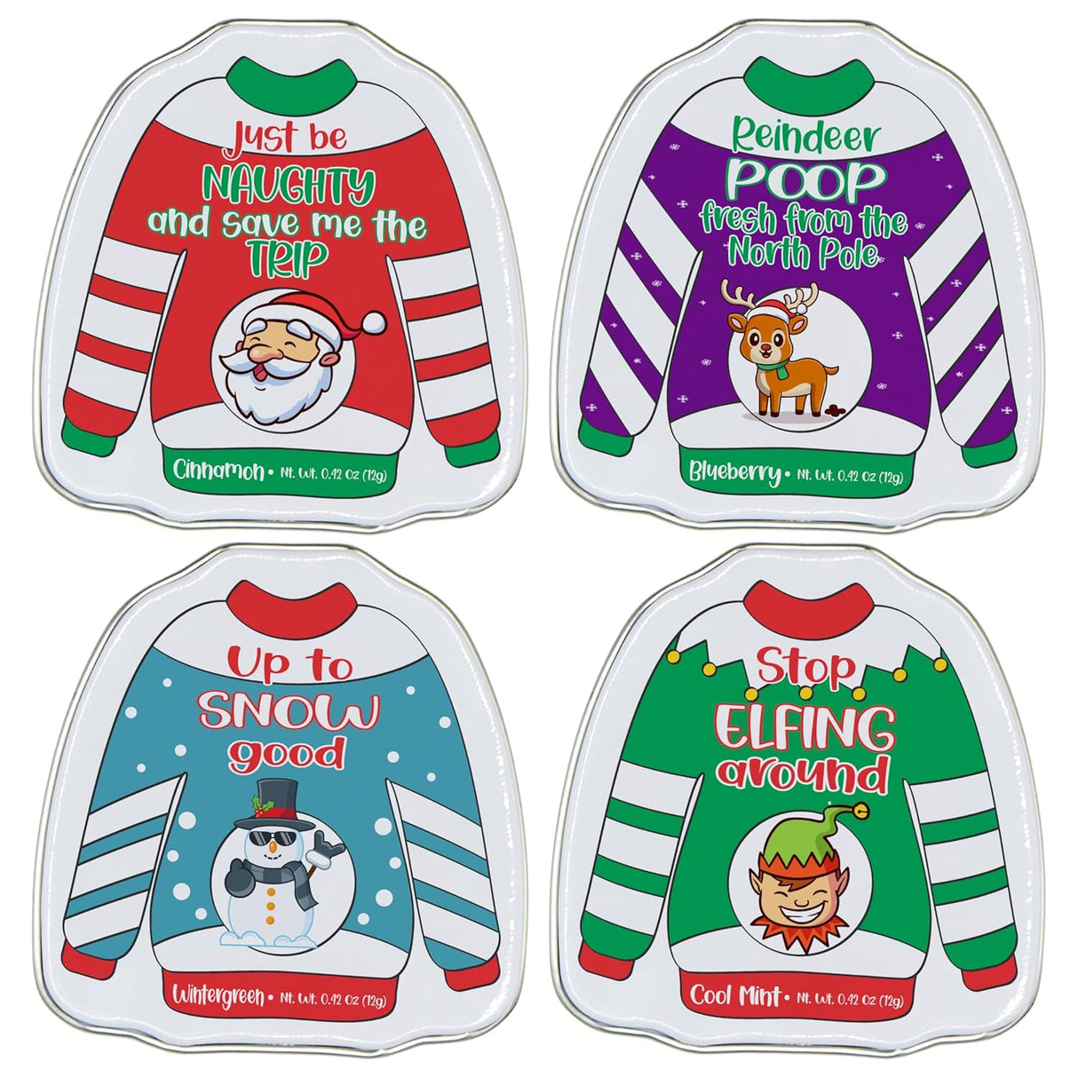 4E's Novelty 4 Pack Christmas Poop Mints – Funny Stocking Stuffers for Teens & Adults