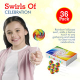 4E's Novelty 36-Pack Swirl Lollipops – Individually Wrapped Rainbow Candy for Party Favors & Holiday Treats