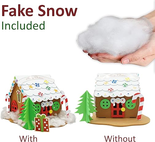 4E's Novelty Foam Gingerbread House Craft Kit (2 Pack) - DIY Foam Gingerbread Build & Decorate Set - Self Adhesive, Fun Christmas Crafts for Kids