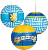 8 Pcs Oktoberfest Party Supplies - 6 Hanging Paper Lanterns & 2 Oktoberfest Banners