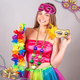 45E's Novelty 2 Pack Jumbo Mardi Gras Beads Necklace – 44" Giant Disco Ball Beads, Festive Colors for Party and Parade