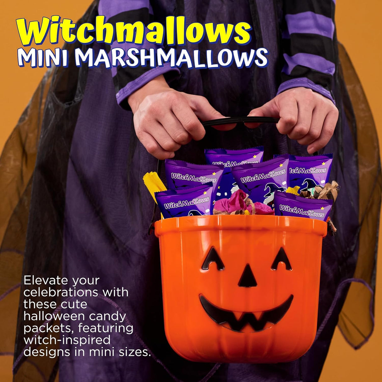 4E's Novelty 24 Pack Witchmallows Mini Marshmallows Vanilla - Blue & Purple Fun Halloweens Candy