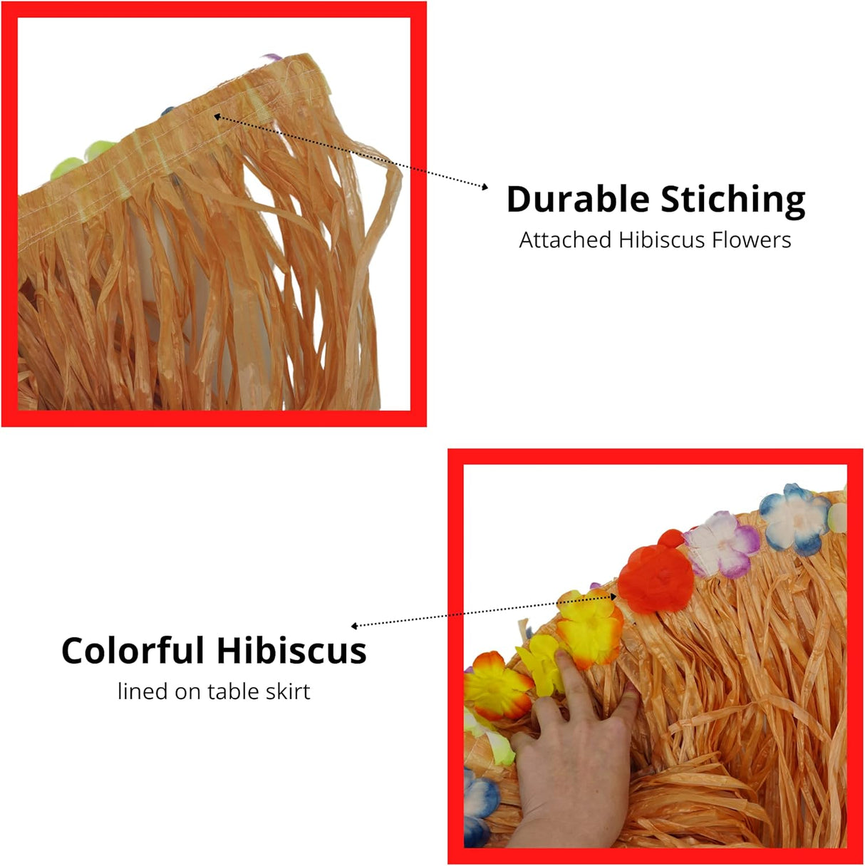 4E's Novelty 9ft Luau Grass Table Skirt, 2 Pack – Hawaiian Party Decor & Moana Birthday Must-Have