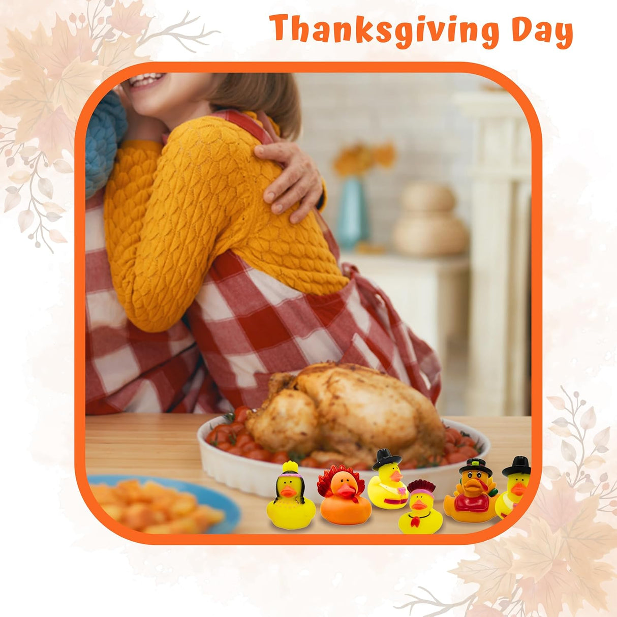 4E's Novelty Thanksgiving Rubber Duckies in Bulk (12 Pack) – Turkey & Pilgrim Thanksgiving Rubber Ducks, Holiday Rubber Ducks for Kids Party Favors