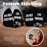 4E's Novelty Socks with the phrase ‘Do Not Disturb I’m Gaming