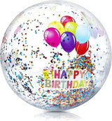 Birthday Beach Balls: Happy Birthday Balloon Beach Ball Garland, Jumbo and Mini BeachBalls, Glitter Beach Ball, Great Pool Party Birthday Decorations