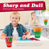 4E's Sharp & Dull Pencil Buckets Set – Metal Classroom Organizer