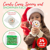 4E's Novelty Snowman Marshmallows & Peppermint Spoons 48 Pcs (24 Each)