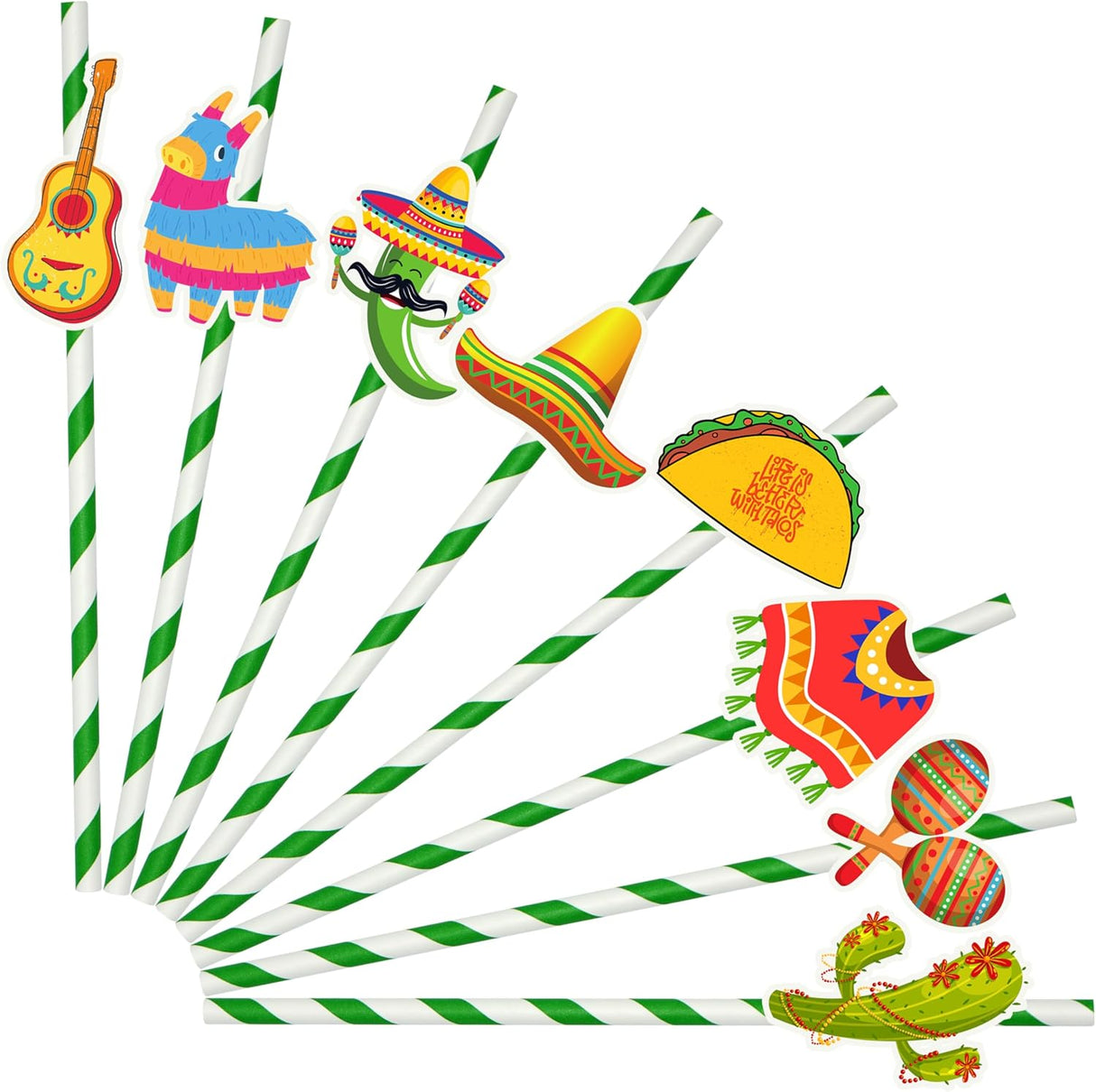 4E's Novelty 28 Pack Kids Fiesta Party Paper Straws - Cinco de Mayo Decorations & Party Favors