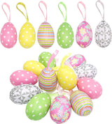 4E's Novelty Easter Tree Ornaments - 2.25" Paper Mache Easter Egg Decorations, Set of 12