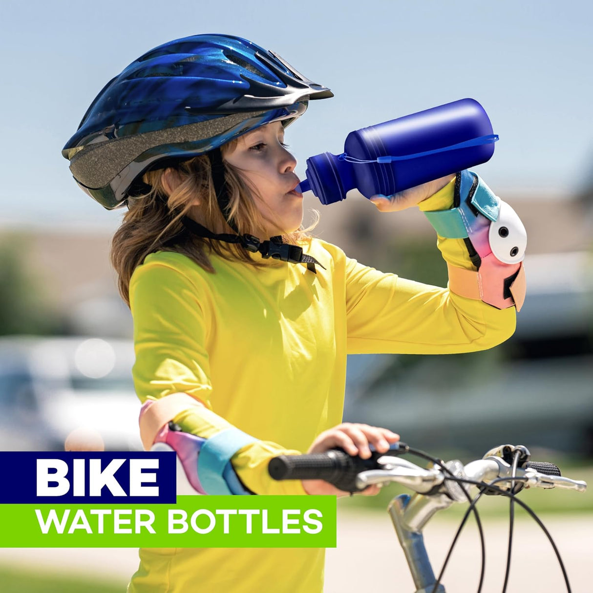 4E's Novelty 22 Pack Water Sports Bottles for Kids Bulk, 18 oz Squeeze Reusable Plastic Neon Colors BPA Free Bike Water Bottles, Party Favor, End of Year Student Gifts from Teacher