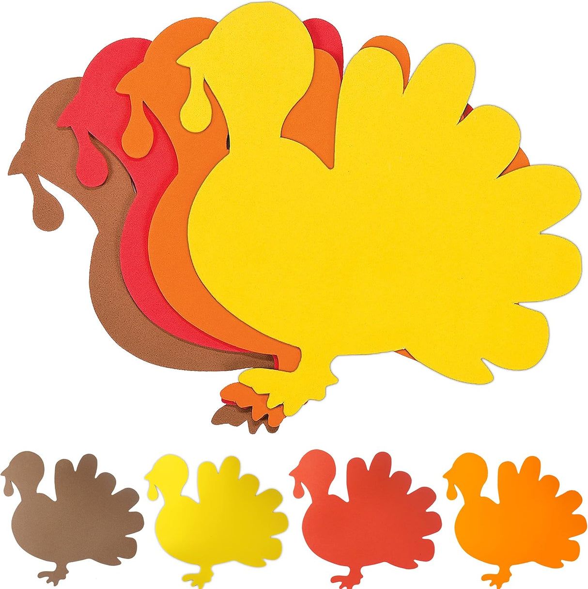 4E's Novelty 24 Pack Blank Foam Turkey Craft-8" Foam Turkey Cutouts for Classroom Thanksgiving Turkey Bulletin Board Decorations & School Party Craft